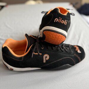 Piloti Prototipo Men's Size 13 Suede Driving Racing Shoes Lace-Up Orange & Black